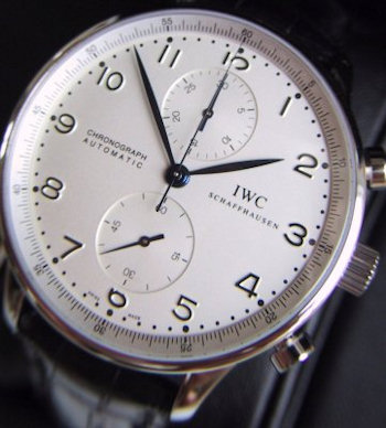 IWC PORTUGIESER STAHL WEISSES ZB , BLAUE ZEIGER