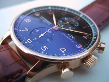 IWC PORTUGIESER CHRONO PINK GOLD BLACK DIAL 3714