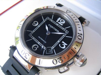 Cartier PASHA SEATIMER STEEL BLACK DIAL