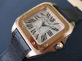 Cartier SANTOS 100 PINK GOLD WHITE DIAL CROCO STRAP